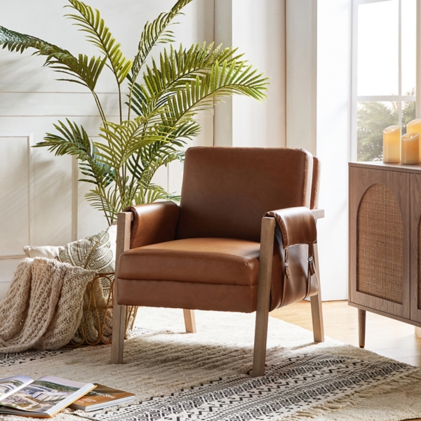 Camel Faux Leather Kirsten Accent Chair