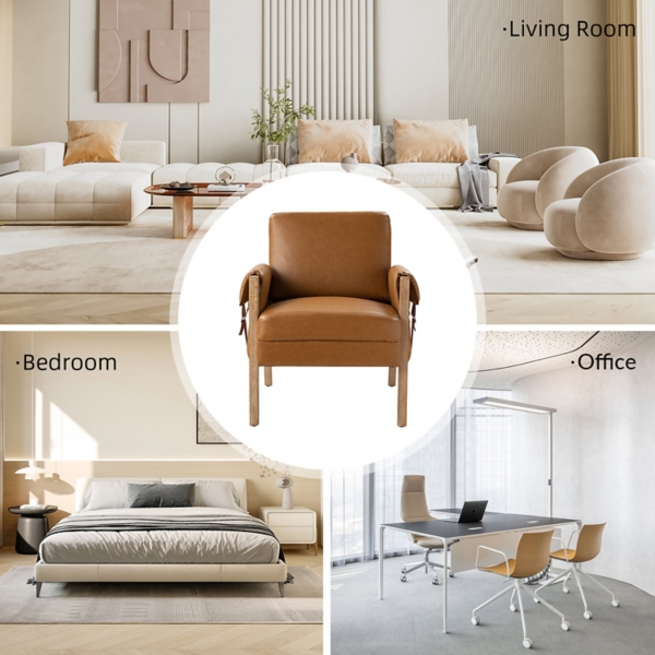 Camel Faux Leather Kirsten Accent Chair