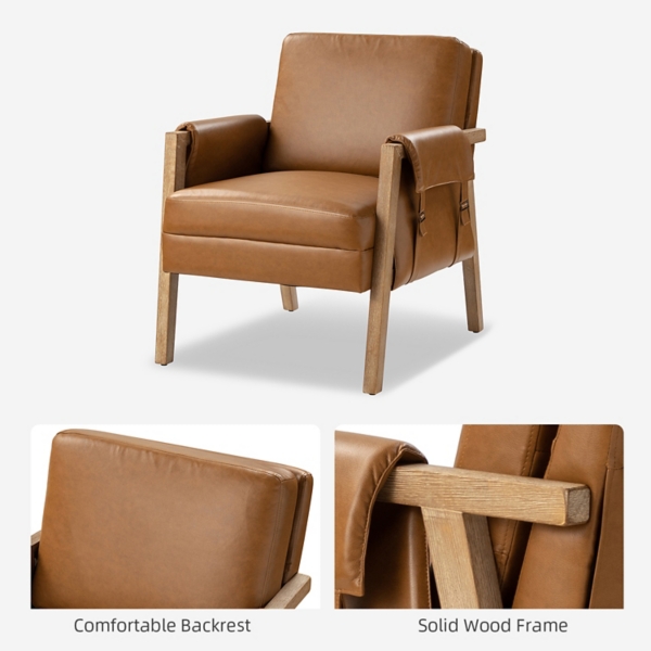 Camel Faux Leather Kirsten Accent Chair