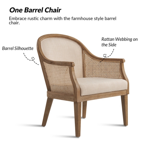 Linen & Rattan Solid Wood Xaver Accent Chair