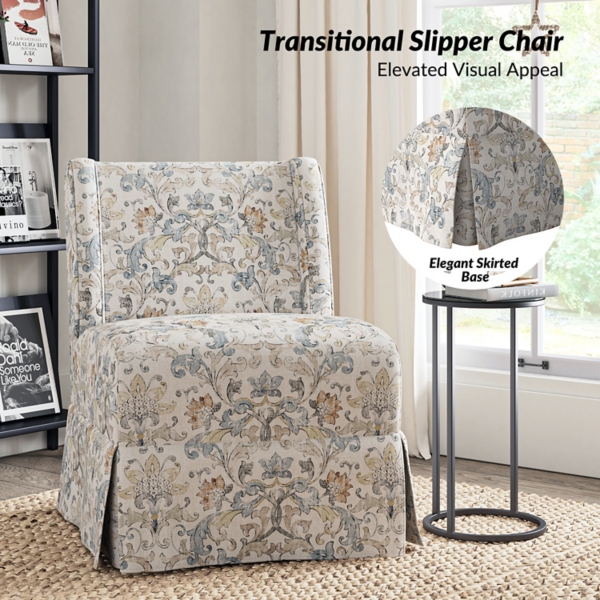 Damask Skirted Edwin Slipper Chair