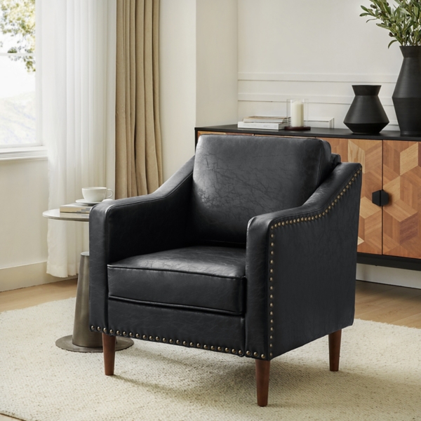 Black Faux Leather Bonita Armchair