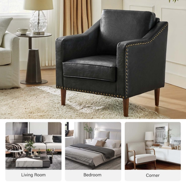 Black Faux Leather Bonita Armchair