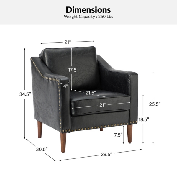 Black Faux Leather Bonita Armchair