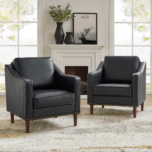 Black Faux Leather Bonita Armchair