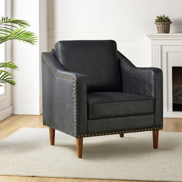 Black Faux Leather Bonita Armchair