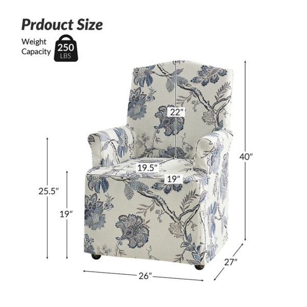 Blue Jacobean Slipcover Konrad Dining Chair