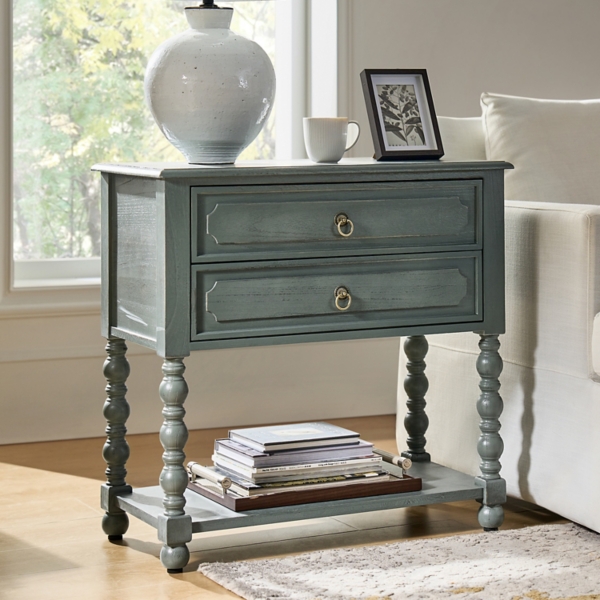 Blue Wood Gwen Charging End Table