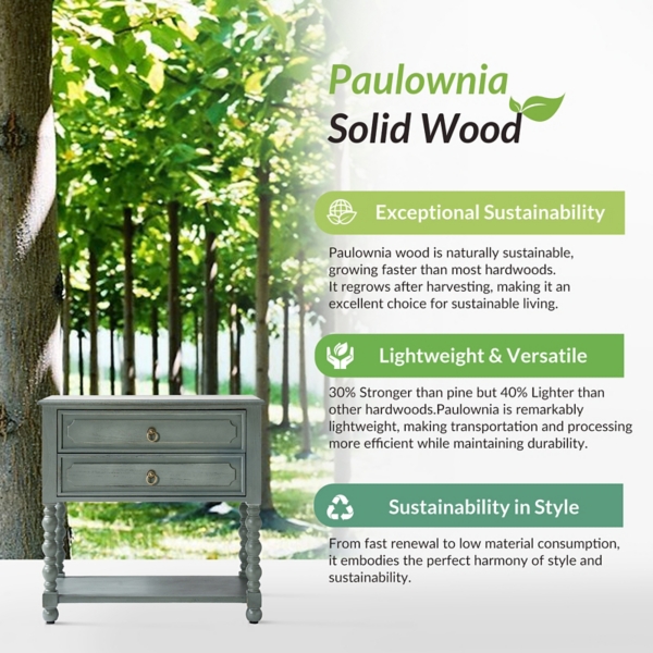 Blue Wood Gwen Charging End Table