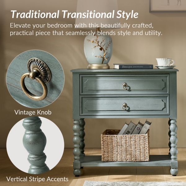 Blue Wood Gwen Charging End Table