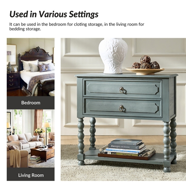 Blue Wood Gwen Charging End Table