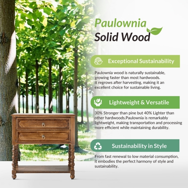 Walnut Wood Gwen Charging End Table