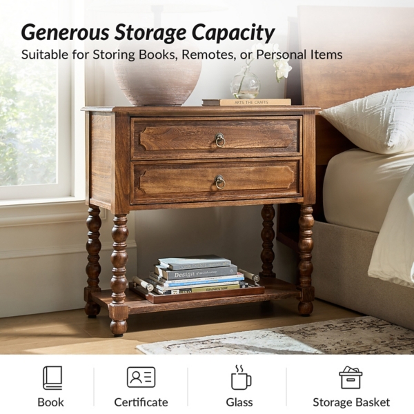 Walnut Wood Gwen Charging End Table