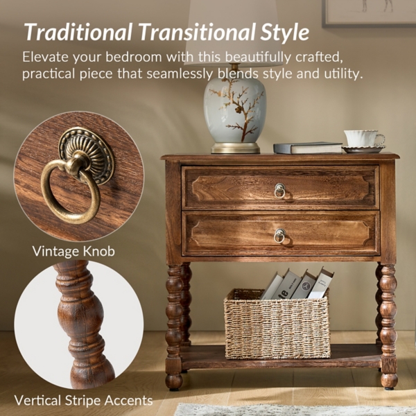 Walnut Wood Gwen Charging End Table