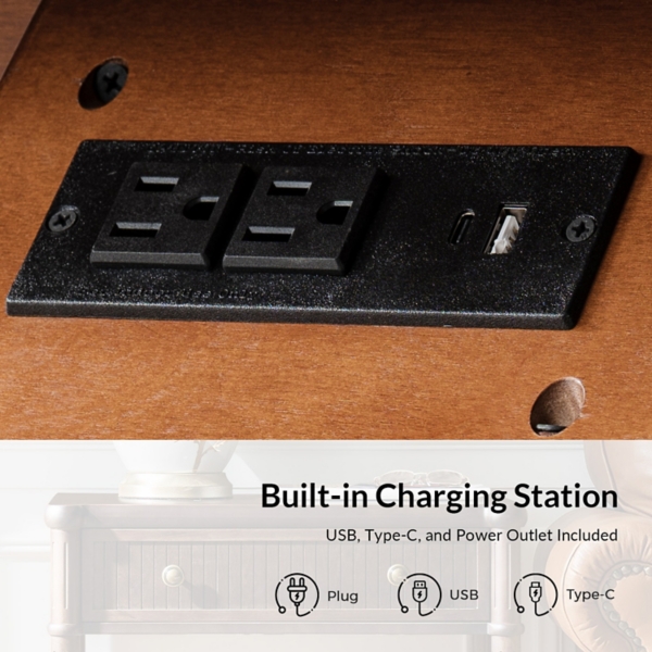 Brown Wood Derek Charging End Table
