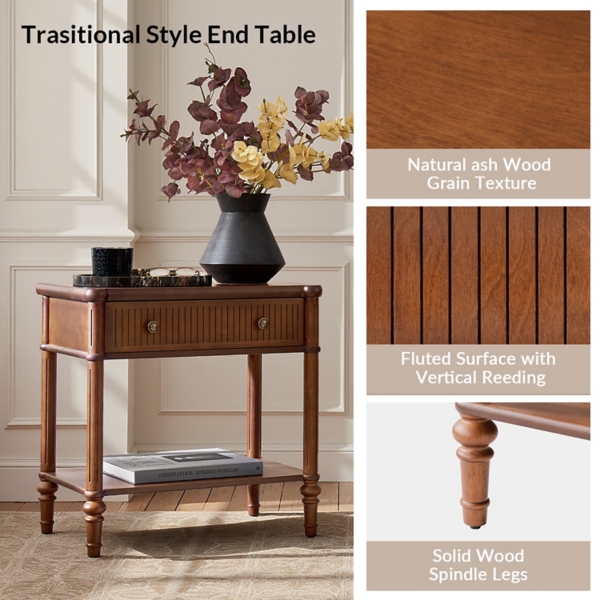 Brown Wood Derek Charging End Table