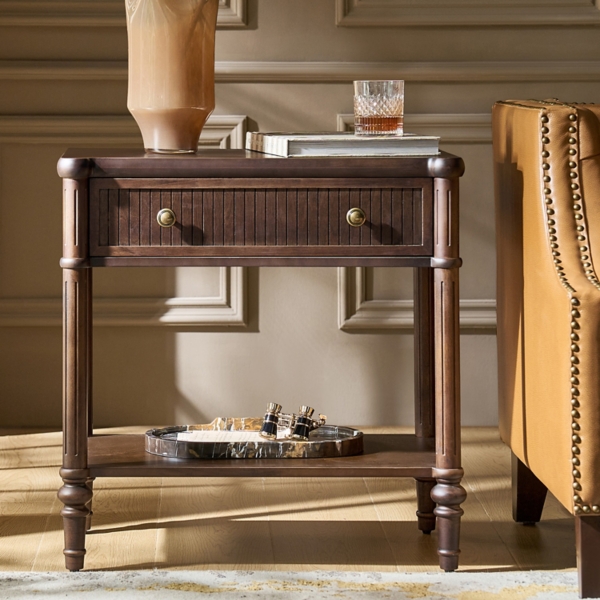 Walnut Brown Derek Charging End Table