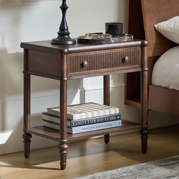 Walnut Brown Derek Charging End Table