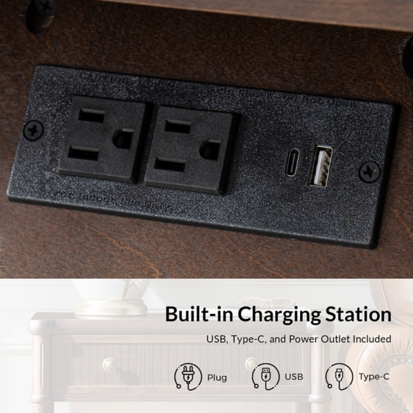 Walnut Brown Derek Charging End Table