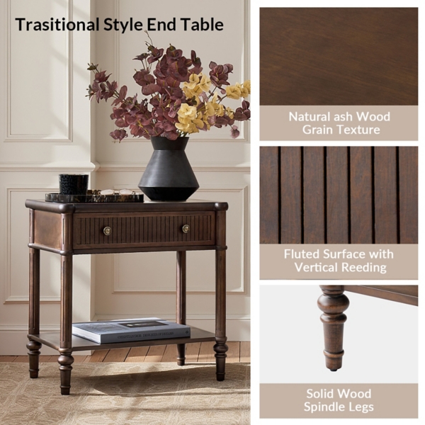 Walnut Brown Derek Charging End Table