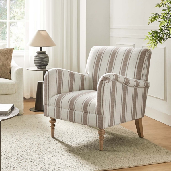 Tan Striped Quentin Armchair