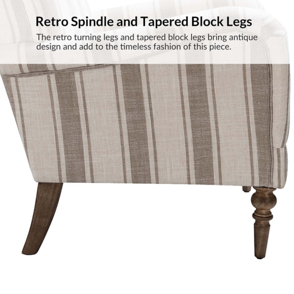 Tan Striped Quentin Armchair