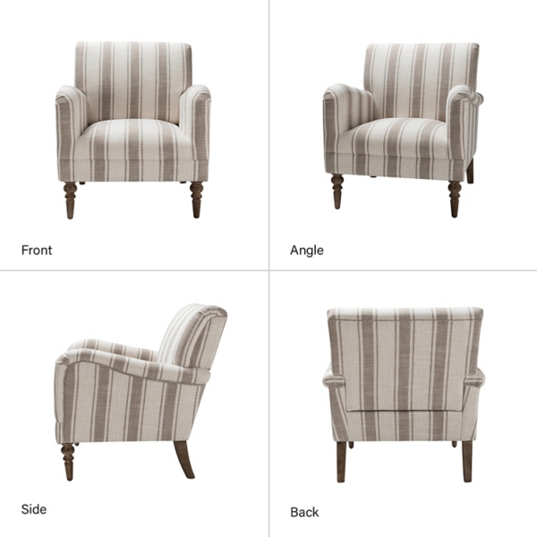 Tan Striped Quentin Armchair