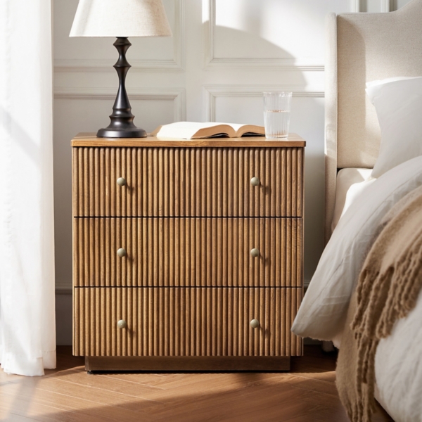 Acorn Brown 3-Drawer Albert Charging Nightstand