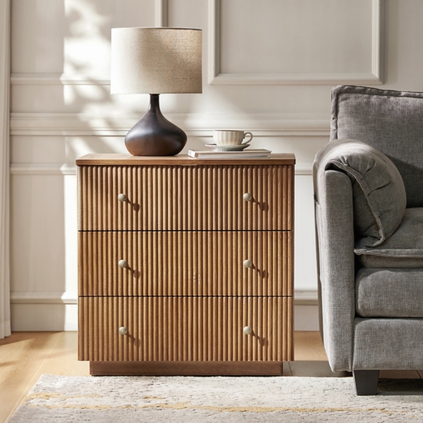 Acorn Brown 3-Drawer Albert Charging Nightstand