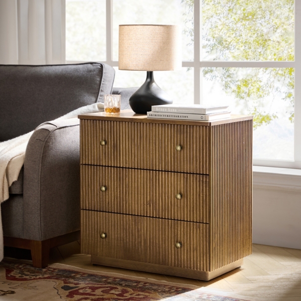 Acorn Brown 3-Drawer Albert Charging Nightstand