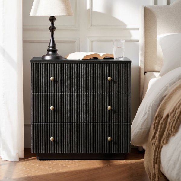 Charcoal 3-Drawer Albert Charging Nightstand