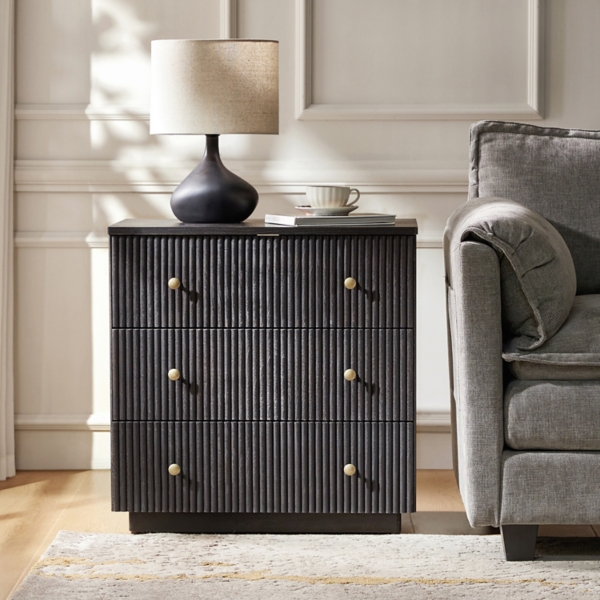 Charcoal 3-Drawer Albert Charging Nightstand