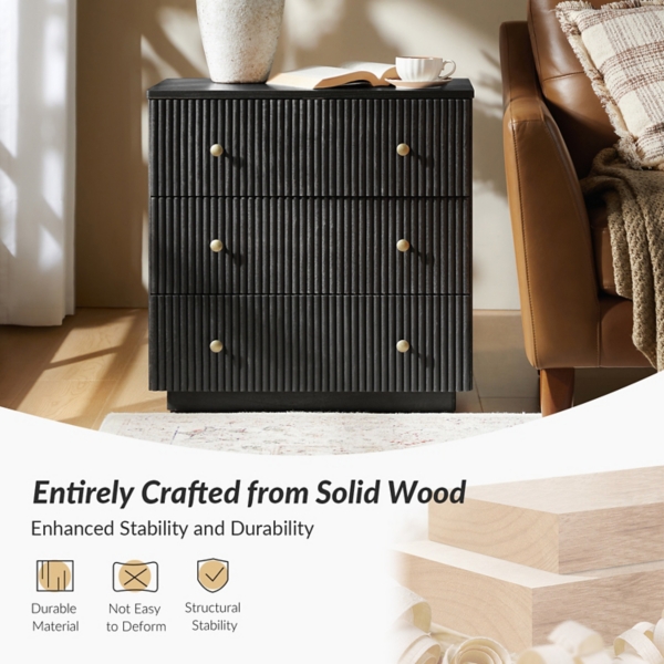 Charcoal 3-Drawer Albert Charging Nightstand