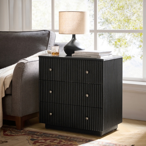 Charcoal 3-Drawer Albert Charging Nightstand