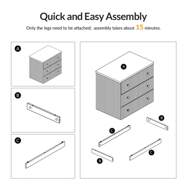 Walnut Brown 3-Drawer Albert Charging Nightstand