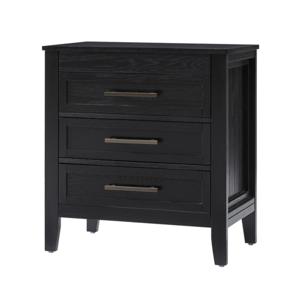 Black Wood 3-Drawer Joachim Charging Nightstand