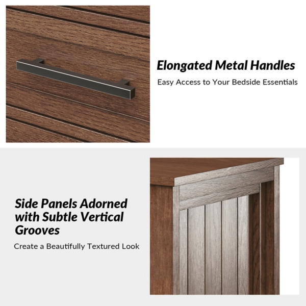 Walnut Wood 3-Drawer Joachim Charging Nightstand