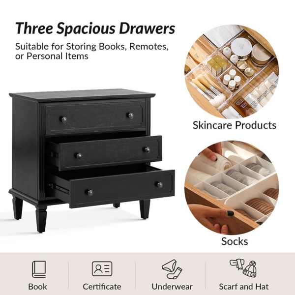 Black Wood Jonathan Charging Nightstand