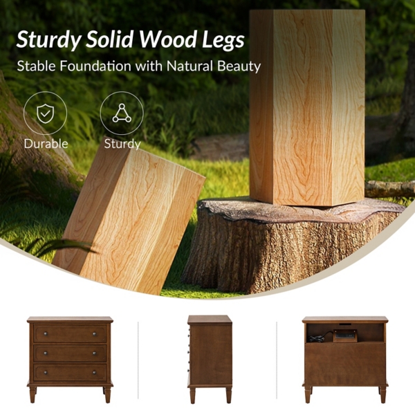 Walnut Wood Jonathan Charging Nightstand