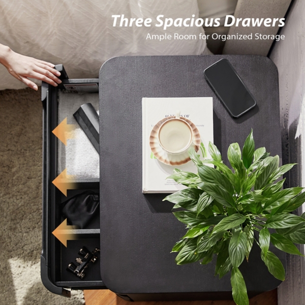 Charcoal Wood Patrick Nightstand