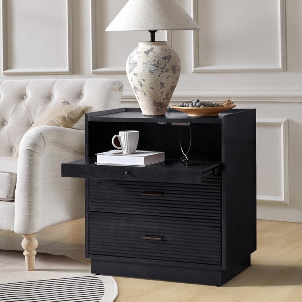 Black Wood Lonenz Charging Nightstand
