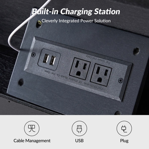 Black Wood Lonenz Charging Nightstand