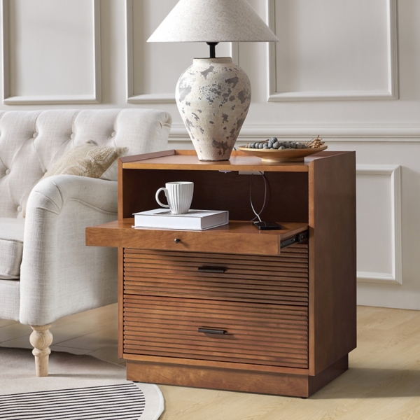 Walnut Wood Lonenz Charging Nightstand