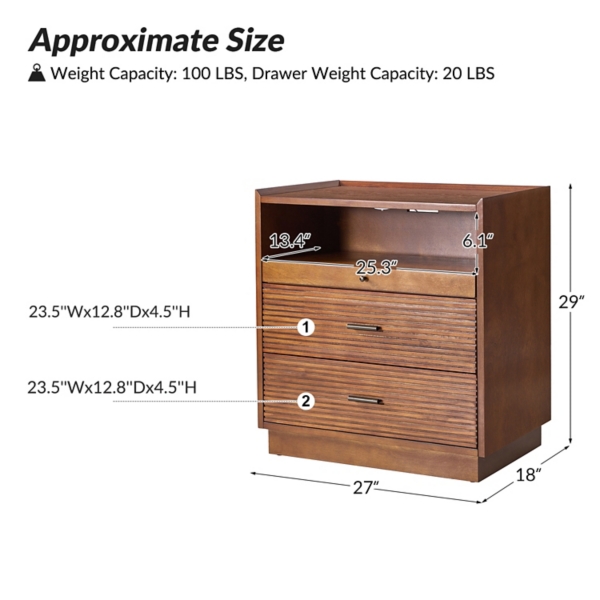 Walnut Wood Lonenz Charging Nightstand