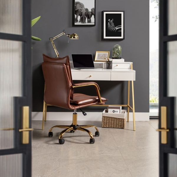 Brown Faux Leather Riccardo Office Chair