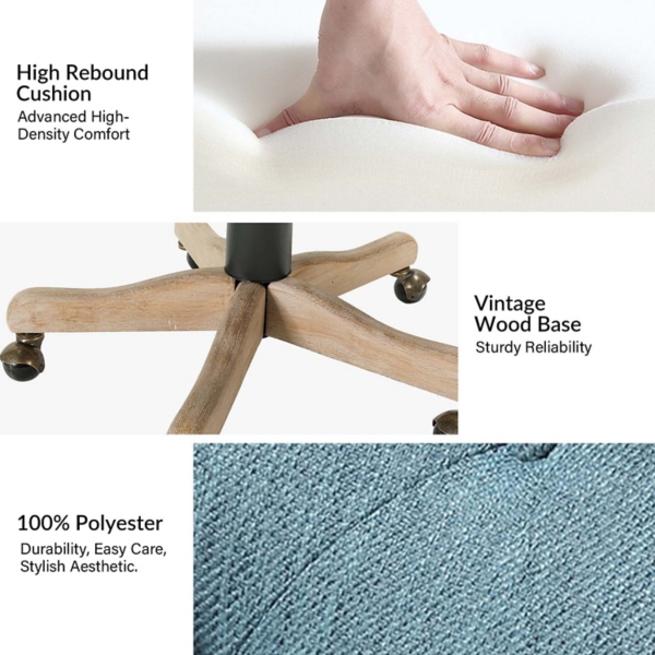 Blue Upholstered Jovita Office Chair