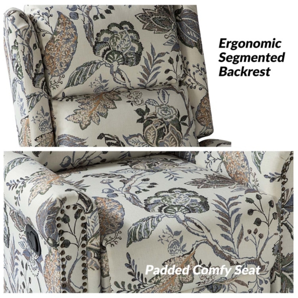 Jacobean Upholstered Harlem Swivel Recliner