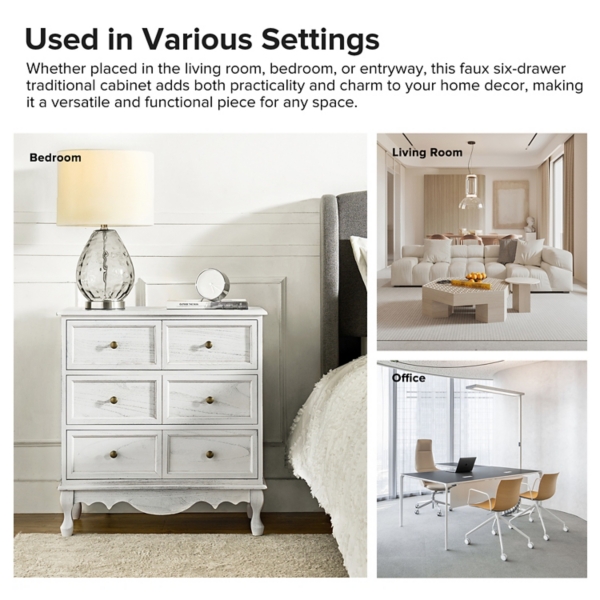 White Hippe 3-Drawer Charging Nightstand