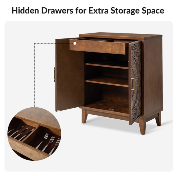 Walnut Brown Wood Thea Cabinet