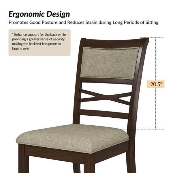 Walnut Brown Transitional Dining Chairs, Set of 2